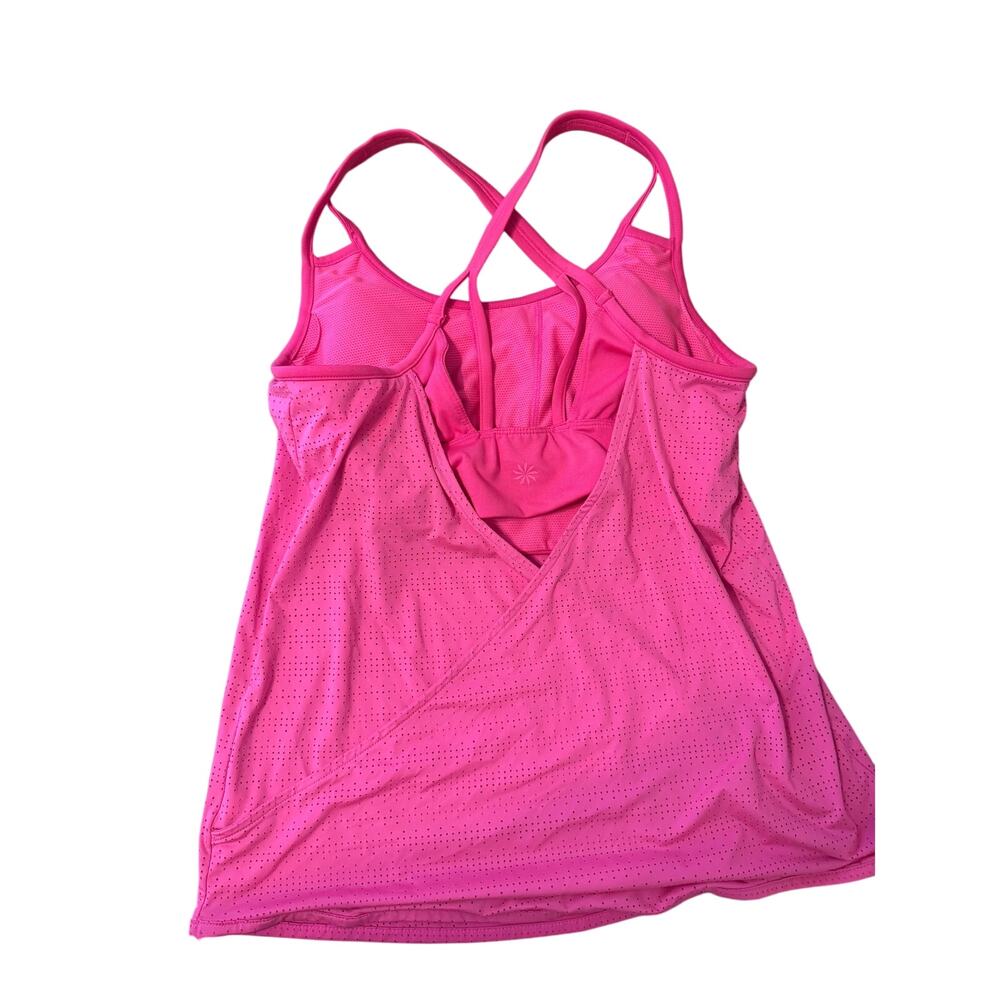Athleta  Tank Bright Pink Mesh Strappy Back Cut Out S